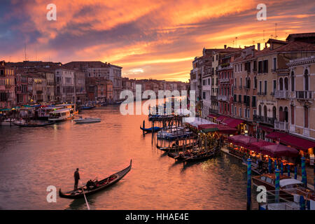 Colorful evening over the Grand Canal and city of Venice, Veneto, Italy Stock Photo