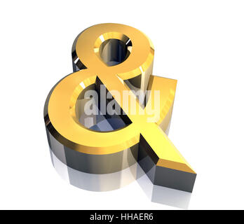 and symbol in gold isolated (3d made) Stock Photo