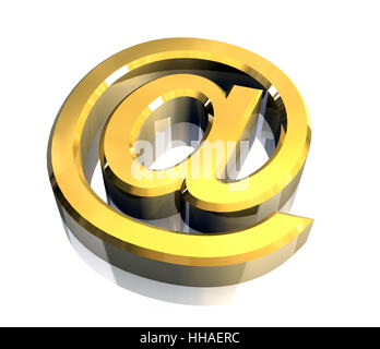 email symbol in gold (3d made) Stock Photo