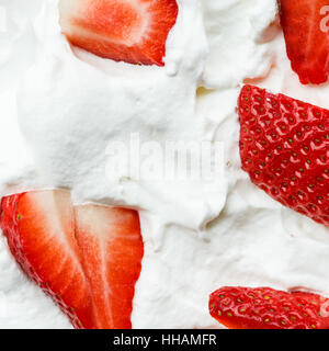 Strawberries in whipped cream Stock Photo