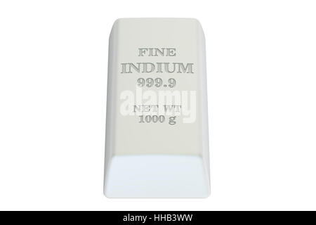 Indium ingot, 3D rendering isolated on white background Stock Photo