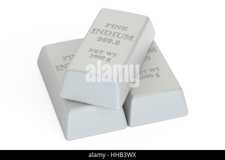 Indium ingots, 3D rendering isolated on white background Stock Photo