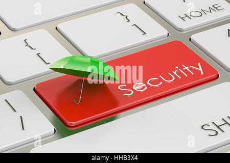 Security concept on keyboard button, 3D rendering Stock Photo