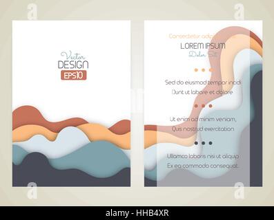 Cover design with curved shapes as a wave or hill. Brochure, flyer, invitation or certificate. Material design. Size a4. Vector illustration, eps10 Stock Vector