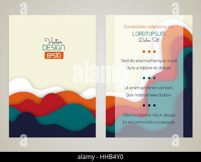 Cover design with curved shapes as a wave or hill. Brochure, flyer, invitation or certificate. Material design. Size a4. Vector illustration, eps10 Stock Vector