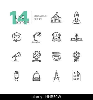 School and Education - line icons set Stock Vector