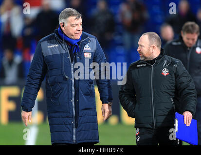 Crystal Palace manager Sam Allardyce talks with Bolton Wanderers' assistant manager Steve Parkin Stock Photo