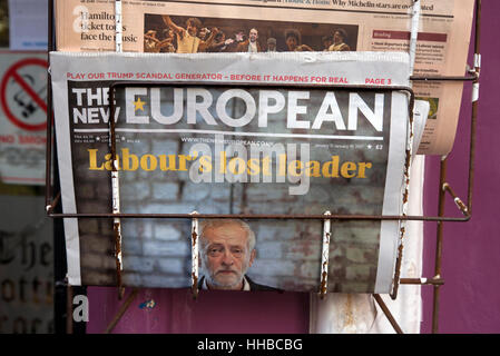 Jeremy Corbyn on the cover of The New European newspaper with the headline, 'Labour's lost leader'. Stock Photo