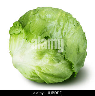 iceberg lettuce cabbage isolated on white background with clipping pat Stock Photo