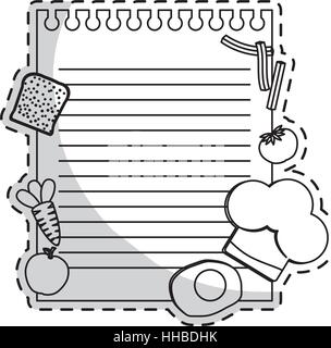 note page with food around over white background. vector illustration Stock Vector
