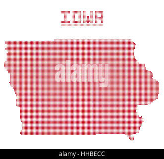 A dot map of Iowa state isolated on a white background Stock Photo