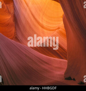 swirling sandstone formations glowing in lower antelope canyon on the navajo indian reservation near page, arizona Stock Photo
