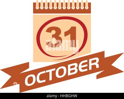 31 October Calendar with Ribbon Stock Vector