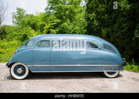 1936 Scarab minivan automobile, designed by William Stout. Stock Photo