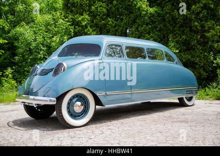 1936 Scarab minivan automobile, designed by William Stout. Stock Photo