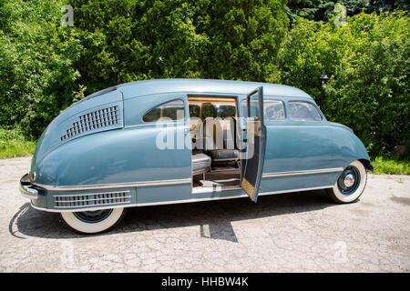 1936 Scarab minivan automobile, designed by William Stout. Stock Photo