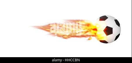 real soccer football with a burning fire vector Stock Vector