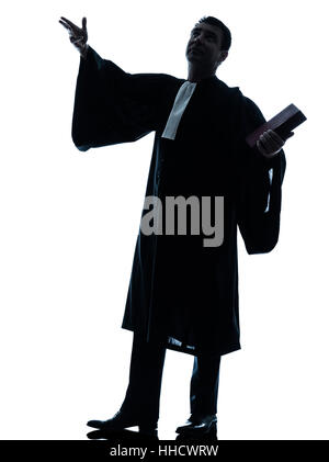 one caucasian lawyer man pleading silhouette in studio isolated on white background Stock Photo