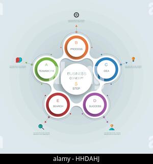 Vector infographics templates with 3D paper label, integrated circles with arrows and lines background. Blank space for content, business, infographic Stock Vector