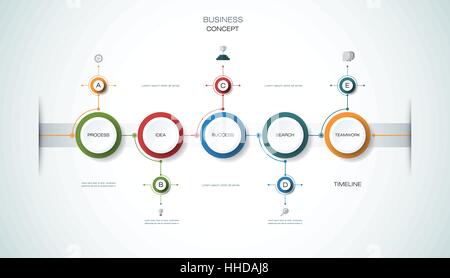 Vector infographics templates with 3D paper label, integrated circles with arrows and lines background. Blank space for content, business, infographic Stock Vector