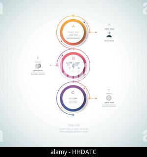 Vector infographics templates with 3D paper label, integrated circles with arrows and lines background. Blank space for content, business, infographic Stock Vector