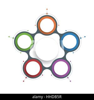 Vector infographics templates with 3D paper label, integrated circles with arrows and lines background. Blank space for content, business, infographic Stock Vector