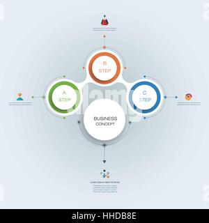 Vector infographics, 3D paper cycle diagram template, Blank space for data content, business, infographic, digital network, flowchart, process diagram Stock Vector