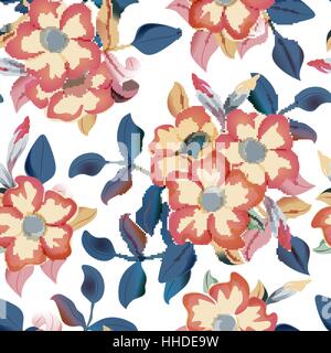 Vector seamless pattern displaying bold flowers. Elegance Seamless background with of flowers. Floral vector illustration. Stock Vector