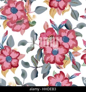 Vector seamless pattern displaying bold flowers. Elegance Seamless background with of flowers. Floral vector illustration. Stock Vector