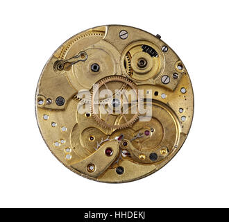 Clockwork mechanism on white background Stock Photo