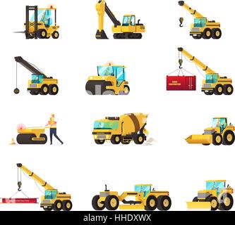 Set of construction equipment. heavy machinery construction. heavy machine vector set. vector illustration. Stock Vector