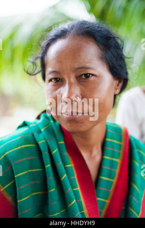 A woman from Rangamati wearing traditional clothes, Chittagong Hill Tracts, Bangladesh Stock Photo