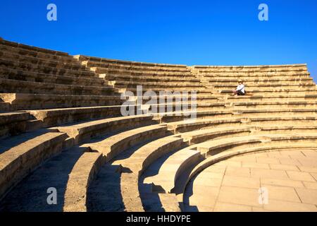 Roman Odeon, Kato Paphos Archaeological Park, UNESCO, Paphos, Cyprus, Eastern Mediterranean Stock Photo