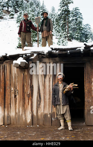 Kalasha shepherds, North West Frontier Province, Pakistan Stock Photo