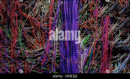 Intertwined cables of various colours, the interior of a CDC 7600 Supercomputer at the Computer History Museum, Mountain View, California Stock Photo