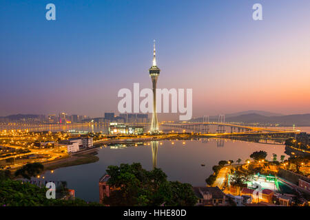 Night view of Macau city in Macau, China. Stock Photo