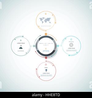 Vector infographics, 3D paper cycle diagram template, Blank space for data content, business, infographic, digital network, flowchart, process diagram Stock Vector