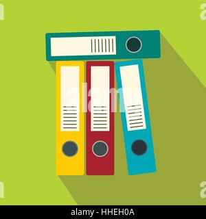 Four office folders icon, flat style Stock Vector