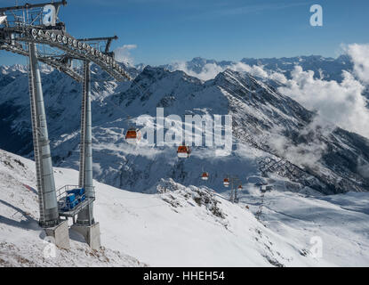 Silvretta Montafon ski area, Hochalpila cable car, Sankt Gallenkirch, Montafon, Vorarlberg, Austria Stock Photo