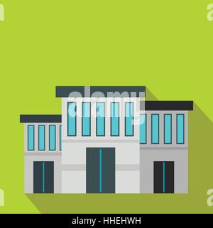 Police building icon, flat style Stock Vector