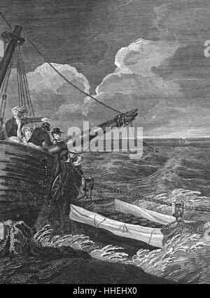 Engraving of a life saving apparatus designed by George William Manby ...