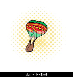 Maracas icon in comics style Stock Vector