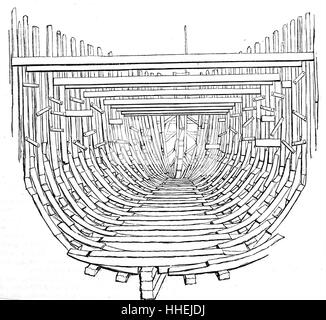 Illustration depicting the frame-work of a ship. Dated 19th Century ...