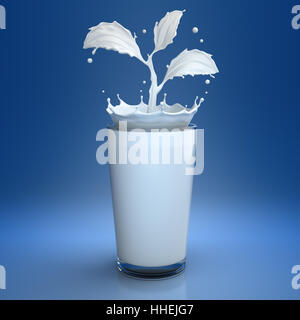 Splash of milk in form of plant Stock Photo