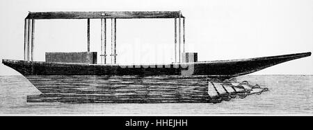 Engraving depicting an experimental steamship with conical screw drive. Dated 19th Century Stock Photo