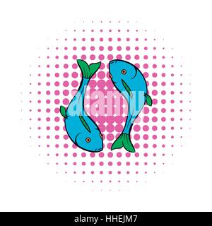 Carp icon in comics style Stock Vector