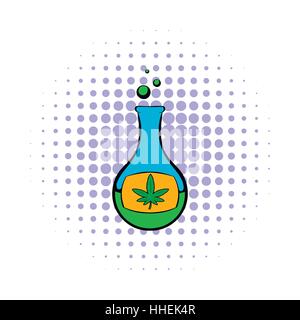 Chemical test tube with marijuana leaf icon Stock Vector