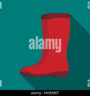 Red rubber boots icon, flat style Stock Vector