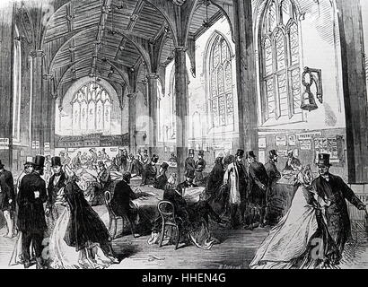 Illustration depicting the reception room of the Guildhall, within the Social Science Congress, Sheffield. Dated 19th Century Stock Photo