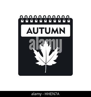 Calendar with maple leaf icon, simple style Stock Vector